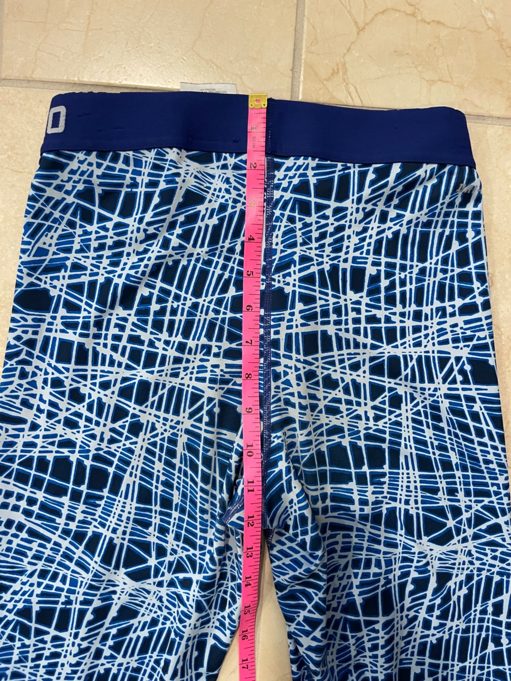 Nike Pro Blue and White Printed Compression Leggings - Picture 9 of 10